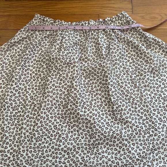 Vintage Circle Skirt Brown Leaf Print Polyester Elastic Waist M - Picture 7 of 9